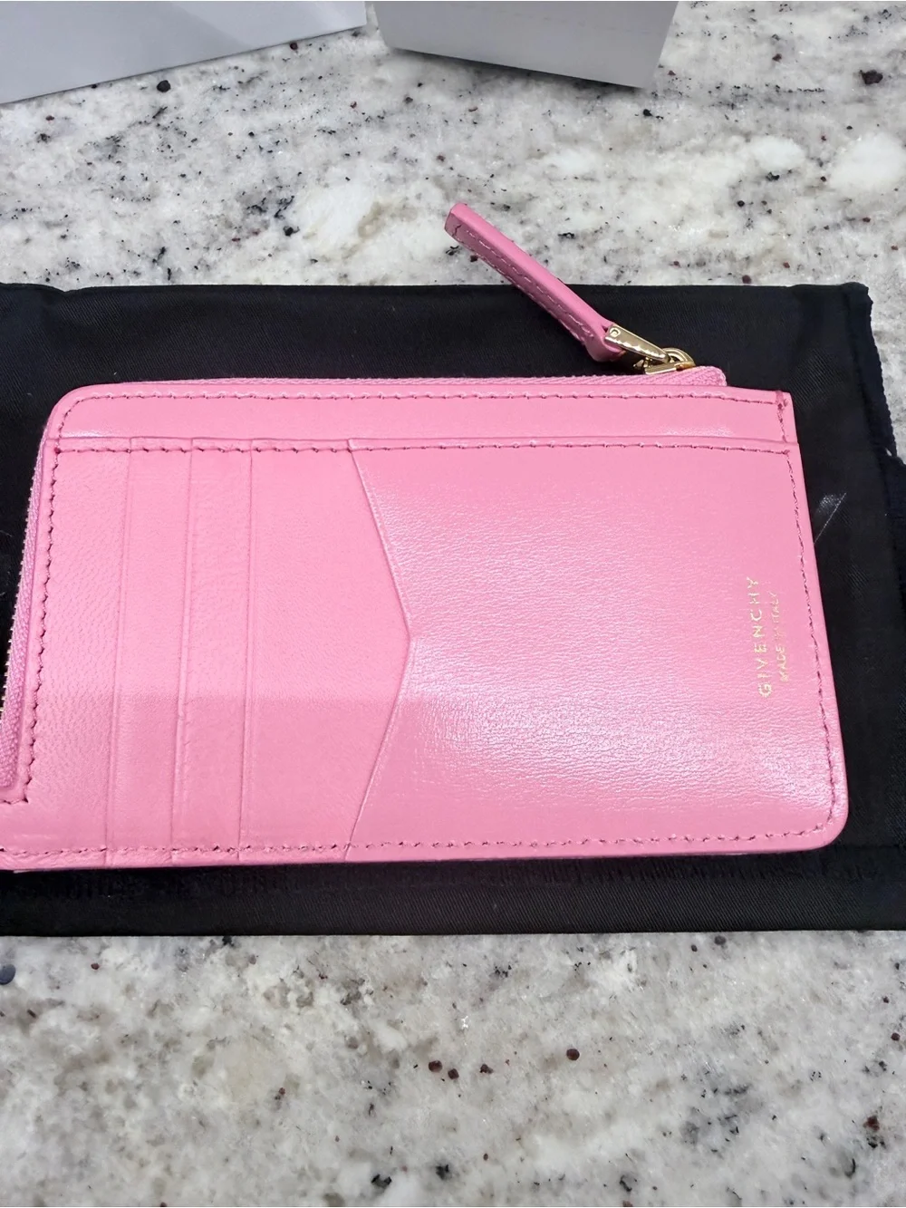 Givenchy Pink Embossed Logo Zipped Card Holder